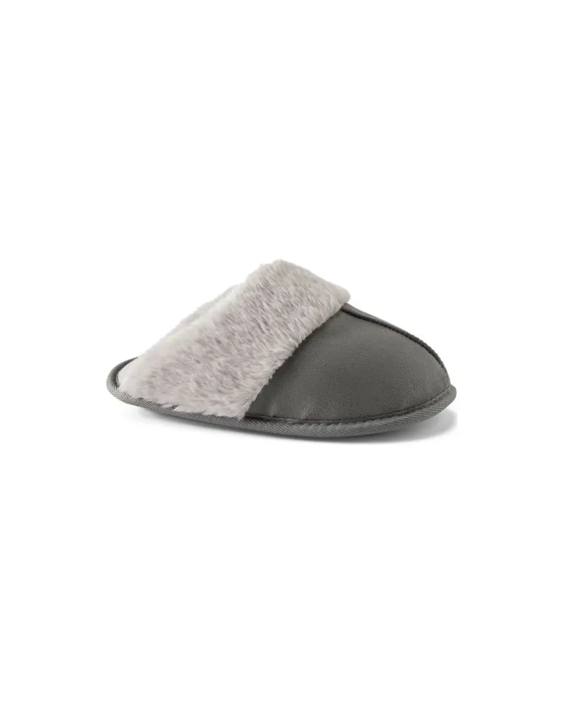 Lands' End Pantoffel in Veloursleder-Optik, Damen, Größe regular, Grau, Polyester, by Grau