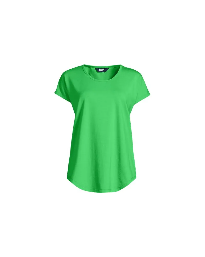 Lands' End Shirt aus Baumwolle/Modal-Mix mit Ballettausschnitt, Damen, Größe petite, Grün, Baumwolle/Baumwoll-Mischung/Baumwolle Modal, by Grün