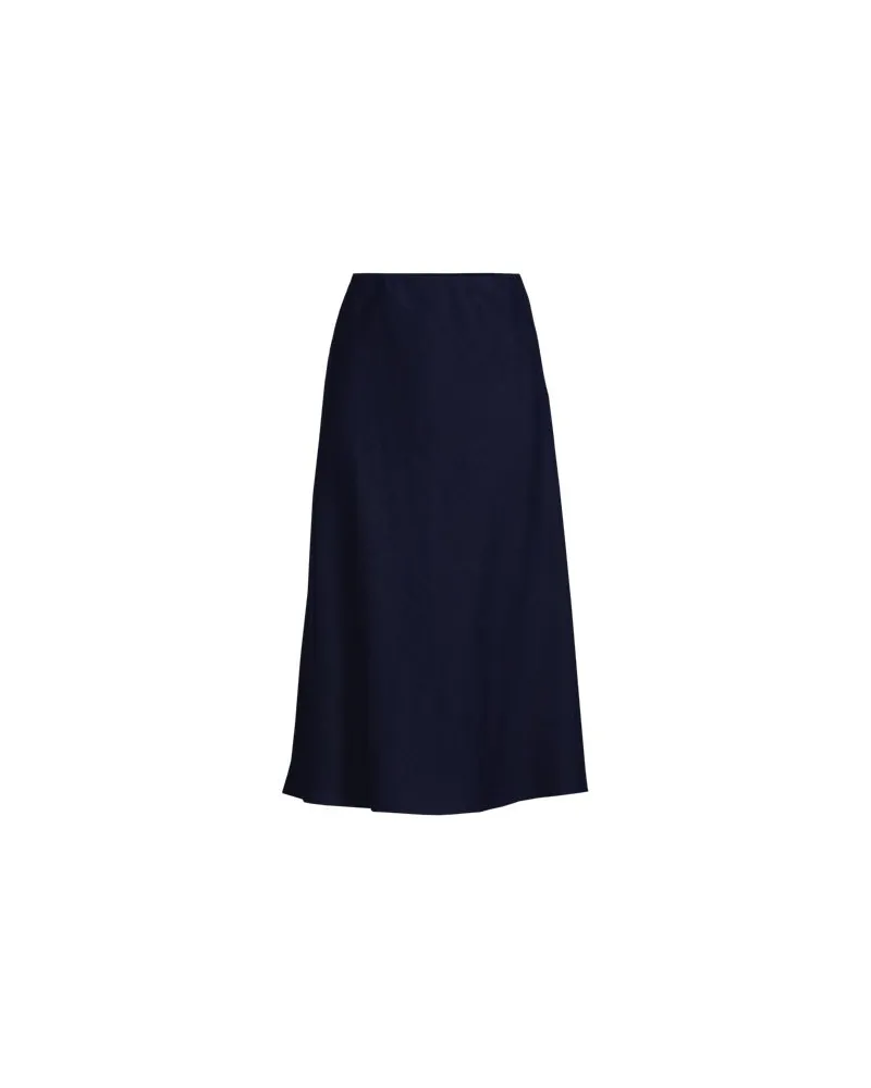 Lands' End Leinen-Midirock im Schrägschnitt, Damen, Größe regular, Blau, Leinen, by Blau