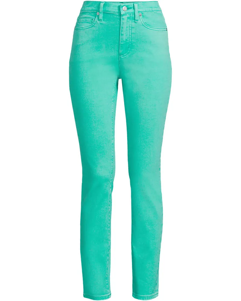 Lands' End Slim Fit Stretch-Jeans High Waist, Damen, Größe plus, Grün, Elasthan/Baumwoll-Mischung/Polyester-Mischung, by Grün