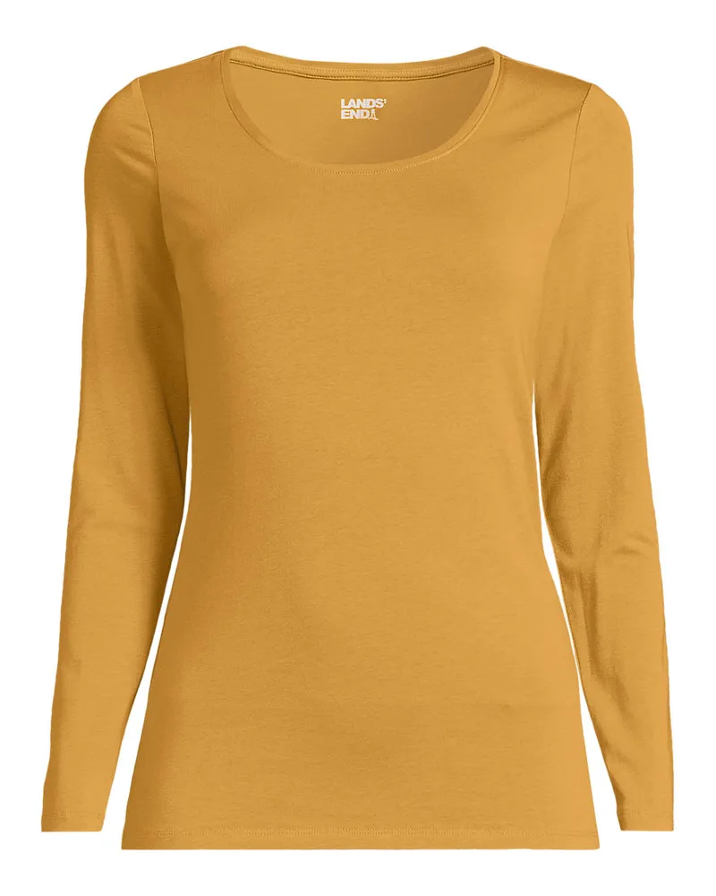 Lands' End Baumwolle/Modal-Shirt mit Ballett-Ausschnitt, Damen, Größe petite, Gelb, Baumwolle Modal, by Gelb