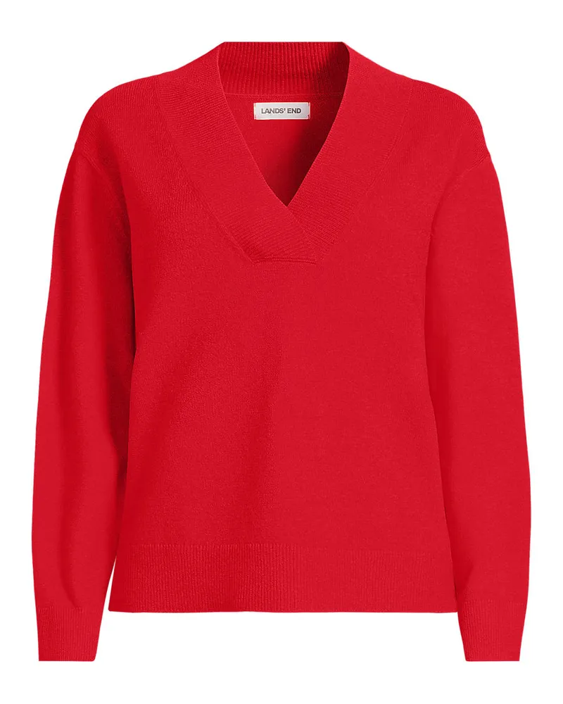 Lands' End CashTouch Pullover mit V-Ausschnitt, Damen, Größe plus, Rot, Baumwoll-Mischung/Polyester-Mischung/Nylon-Mischung, by Rot