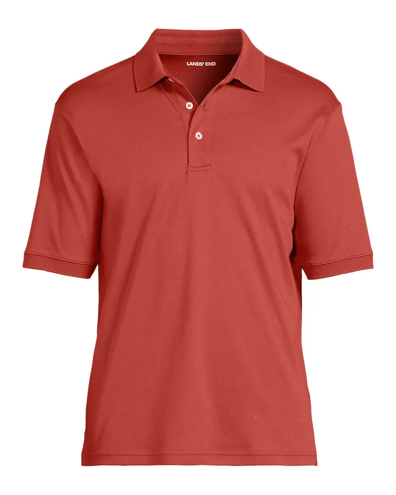 Lands' End Supima Kurzarm-Polo, Classic Fit, Herren, Größe tall, Orange, Baumwolle, by Orange