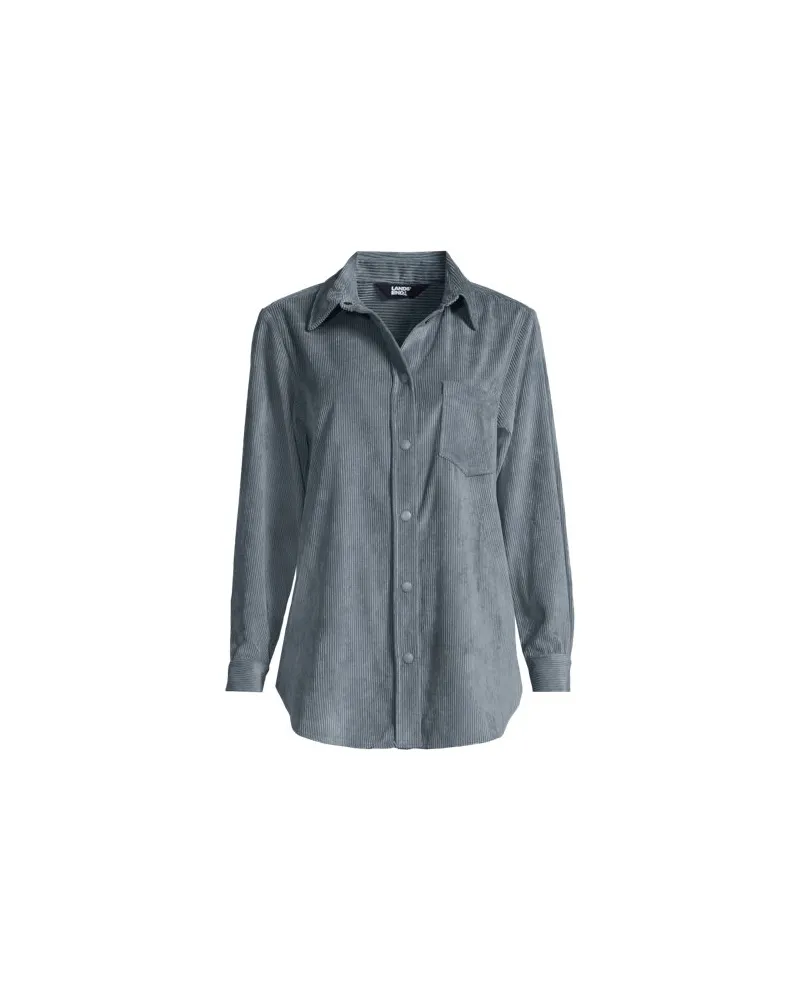 Lands' End Cordbluse, Damen, Größe regular, Grau, by Grau