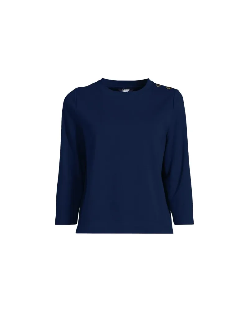 Lands' End Shirt mit Schulterknöpfen, Damen, Größe:40-42 regular, Blau, Baumwolle, by Blau