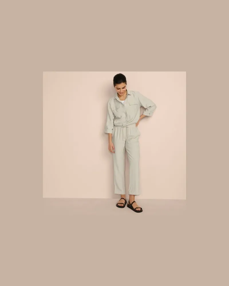 Lands' End 7/8-Twillhose, Damen, Größe regular, Beige, Polyester/Viskose, by Beige