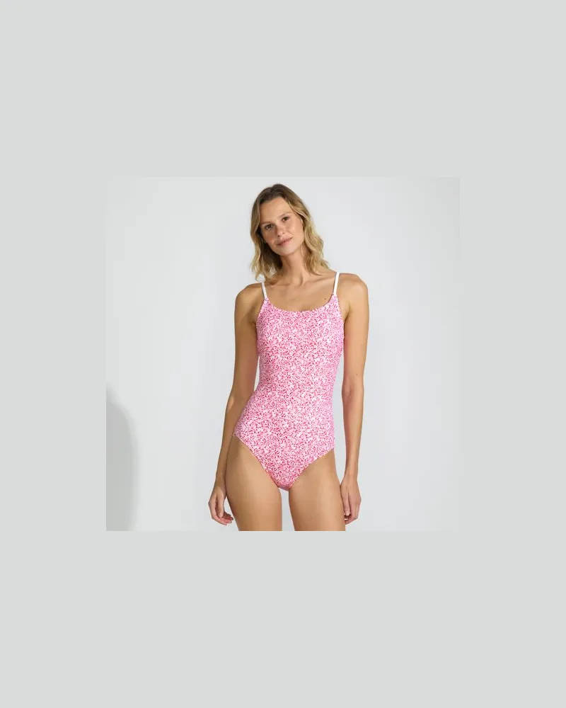 Lands' End Komfort-Badeanzug mit schmalen Trägern, hohes Bein, Damen, Größe regular, Pink, by Pink