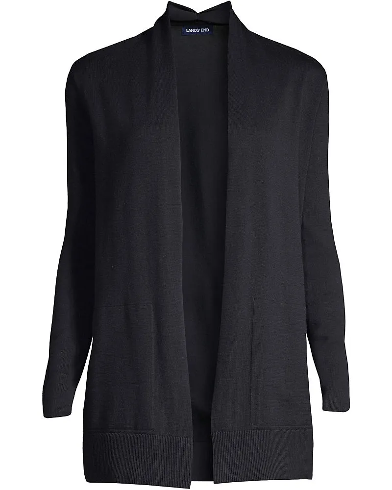 Lands' End Offener Cardigan, Damen, Größe petite, Schwarz, Baumwolle, by Schwarz