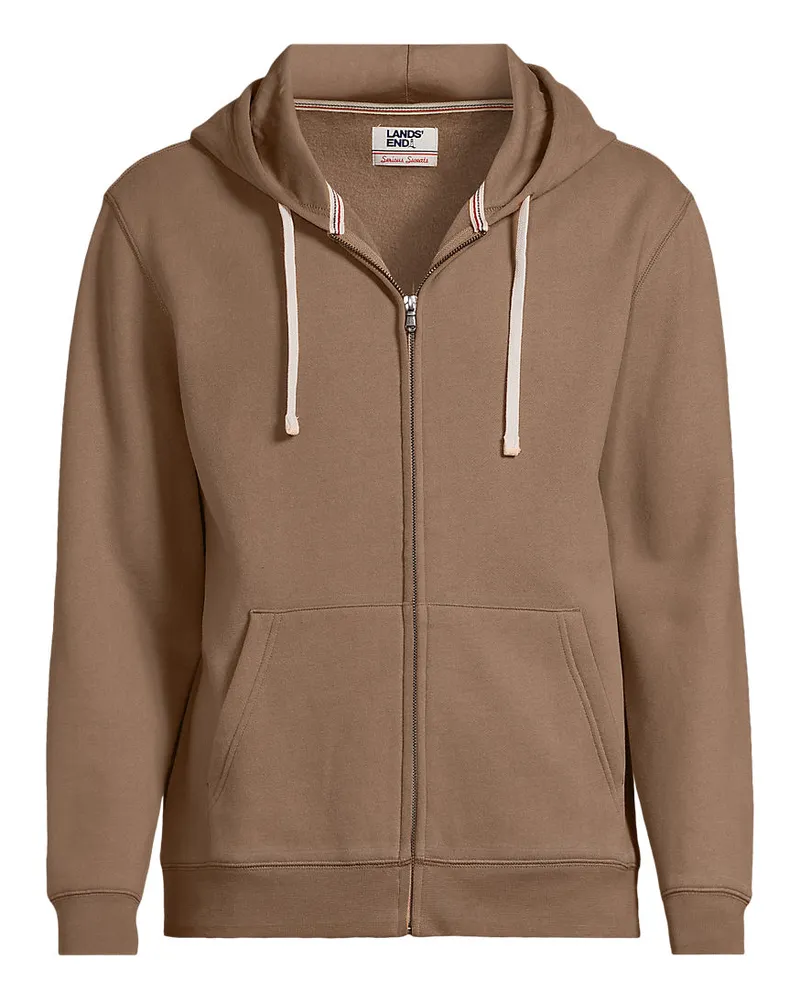 Lands' End Serious Sweats Kapuzenjacke, Herren, Größe regular, Braun, Baumwoll-Mischung/Polyester-Mischung, by Braun