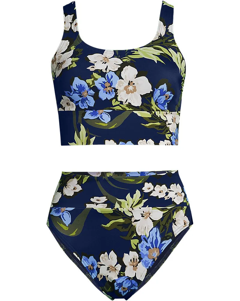 Lands' End Komfort-Midkini, Damen, Größe regular, Blau, Elasthan/Metall/Nylon-Mischung, by Blau