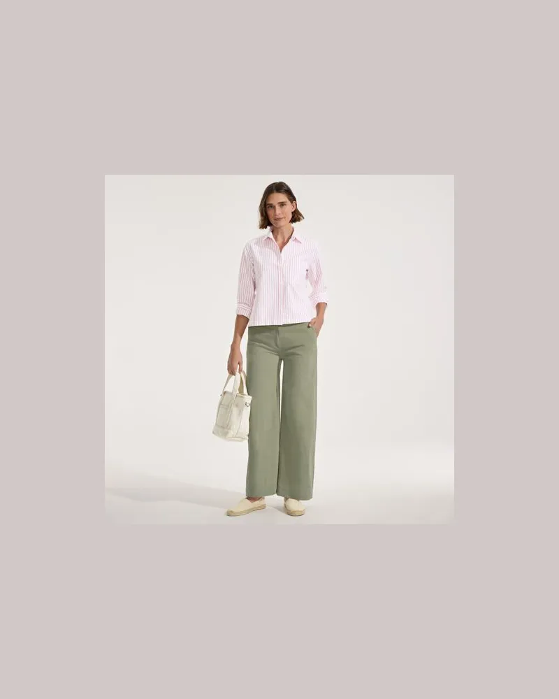Lands' End Weite Chinos High Waist aus Lyocell-Mix, Damen, Größe petite, Grün, Baumwolle/Baumwoll-Mischung, by Grün