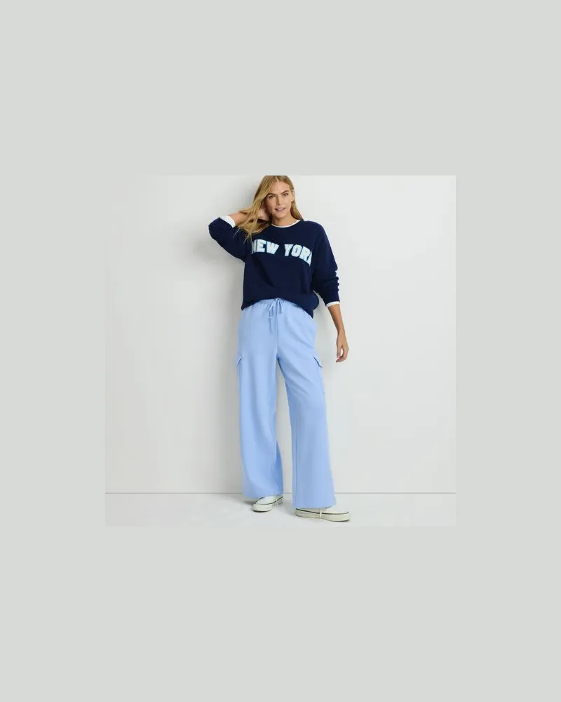 Lands' End Sweat-Cargohose mit weitem Bein SERIOUS SWEATS, Damen, Größe:40-42 regular, Blau, Baumwoll-Mischung/Polyester-Mischung, by Blau