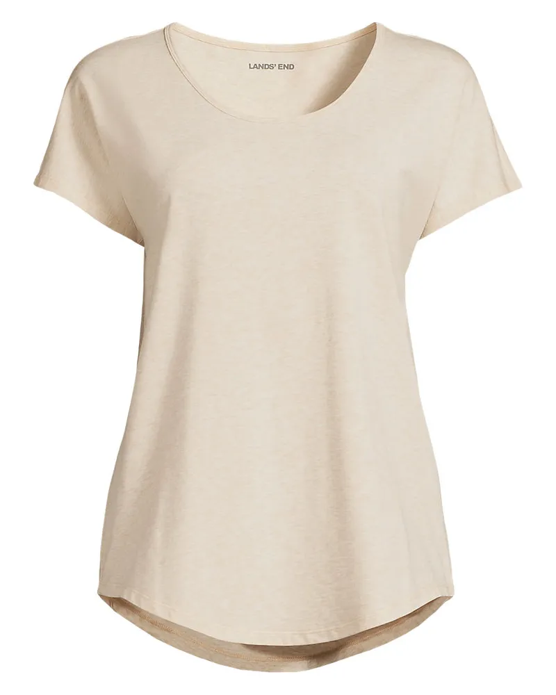 Lands' End Shirt aus Baumwolle/Modal-Mix mit Ballett-Ausschnitt, Damen, Größe regular, Weiß, Baumwolle Modal, by Weiß