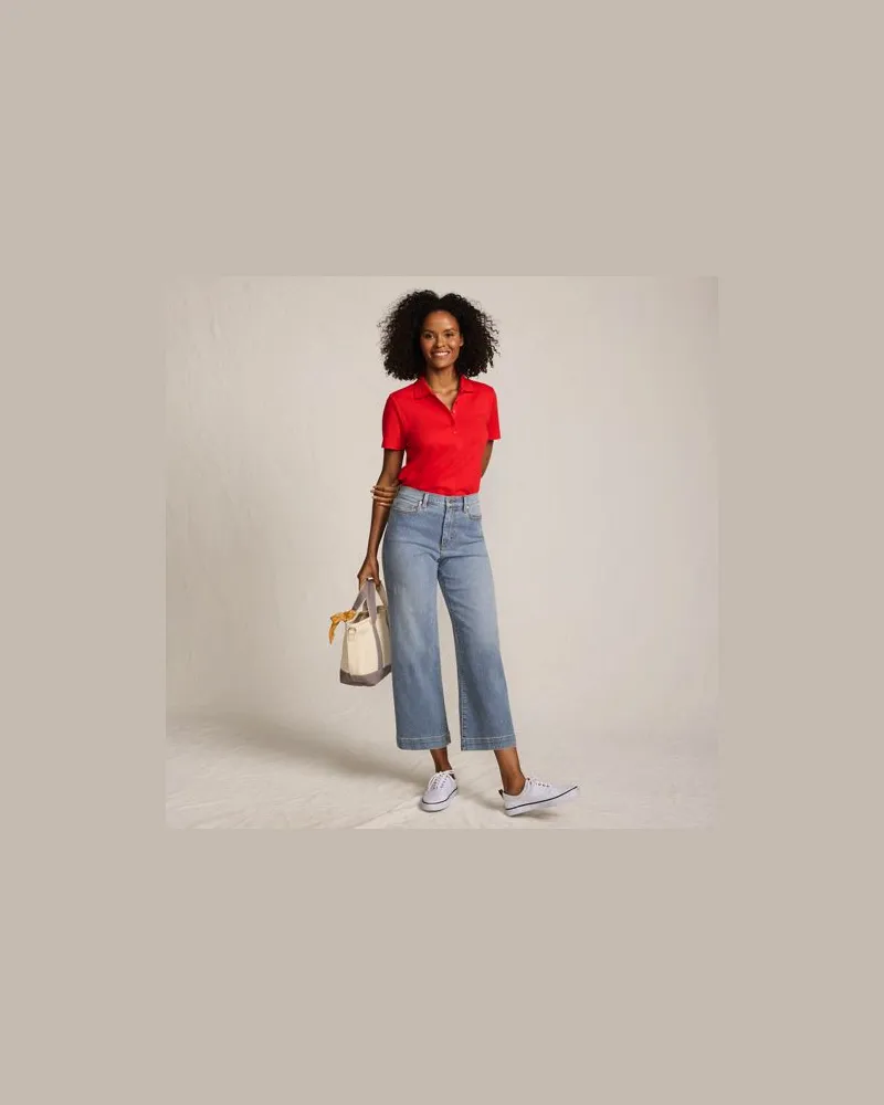 Lands' End Supima Polo-Shirt, Damen, Größe:40-42 regular, Rot, Baumwolle, by Rot