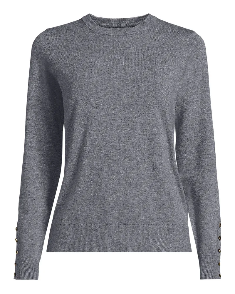 Lands' End Pullover mit Rundausschnitt Silk Touch, Damen, Größe petite, Grau, Polyester/Viskose/Polyester-Mischung, by Grau