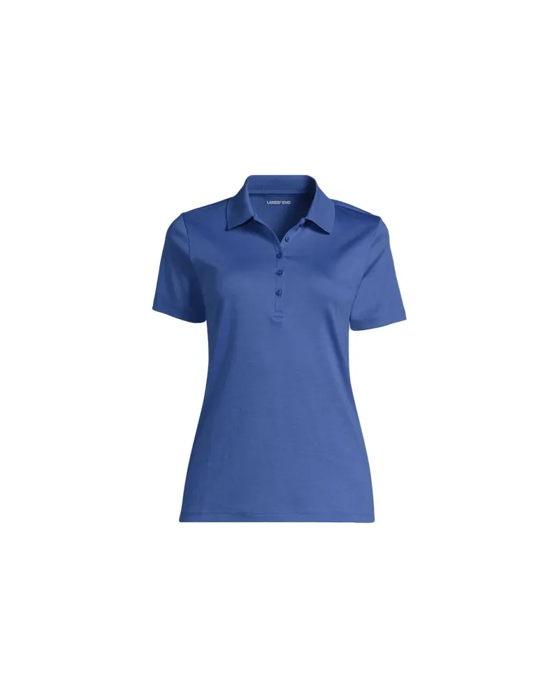 Lands' End Supima-Poloshirt, Damen, Größe regular, Blau, Baumwolle, by Blau