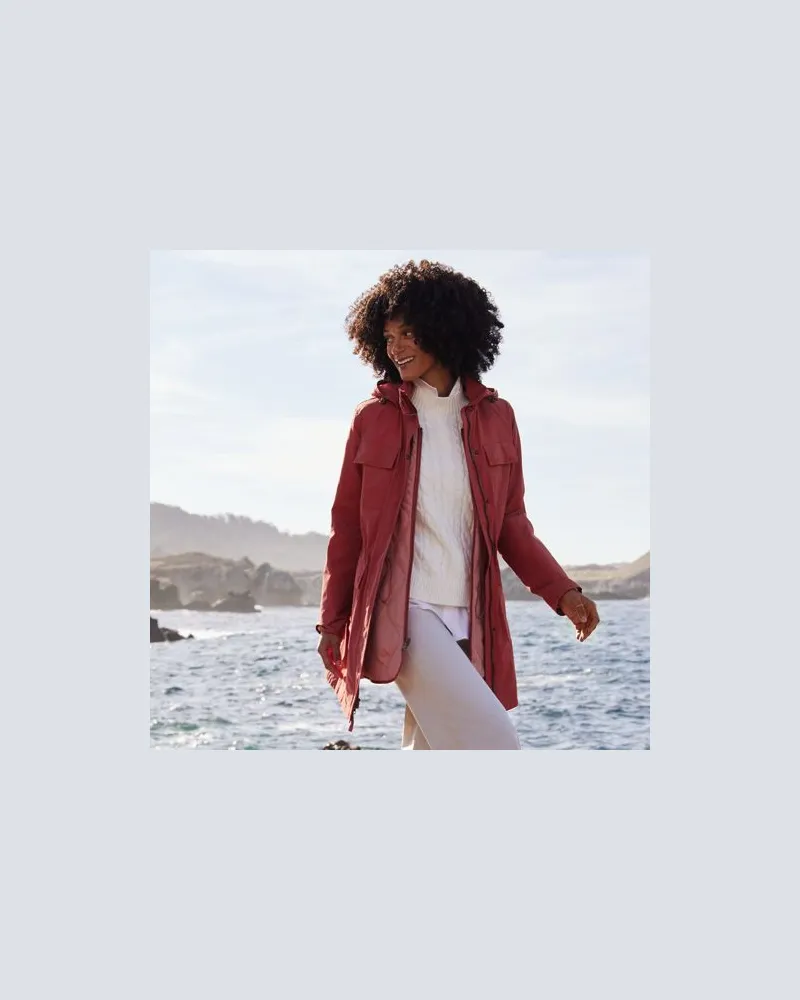 Lands' End 3-in-1-Wachsjacke aus Baumwollmix, Damen, Größe:32-34 regular, Rot, Baumwolle/Nylon, by Rot
