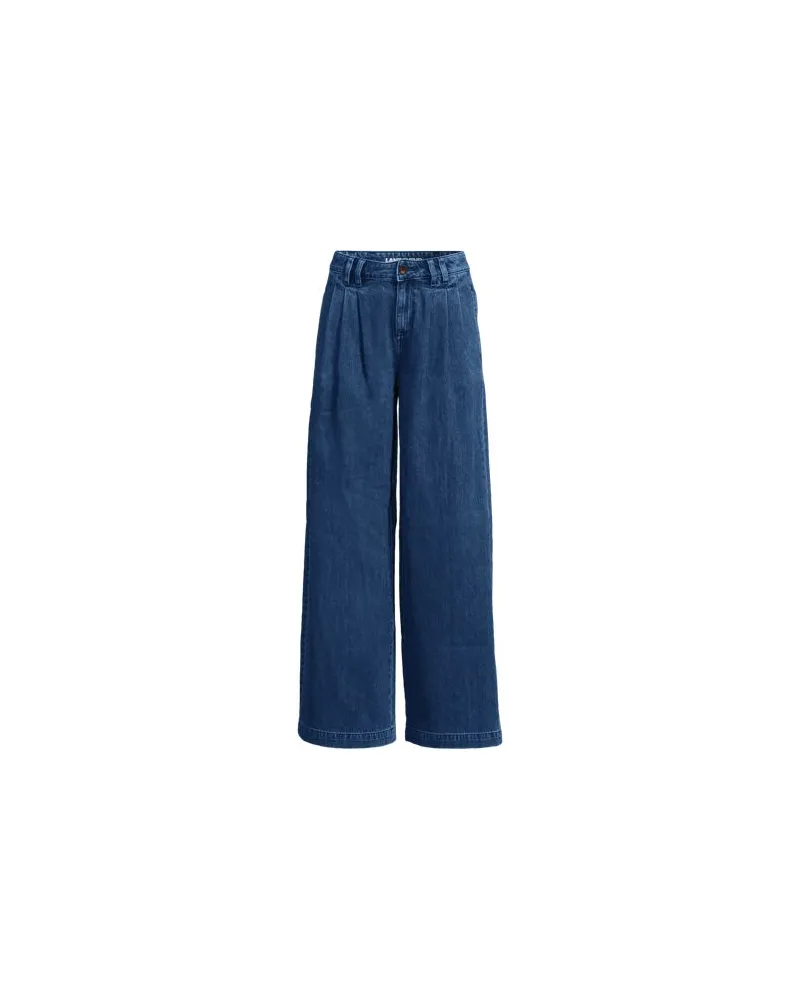 Lands' End Leichte Bundfalten-Jeans mit weitem Bein, Damen, Größe petite, Blau, Baumwolle, by Blau