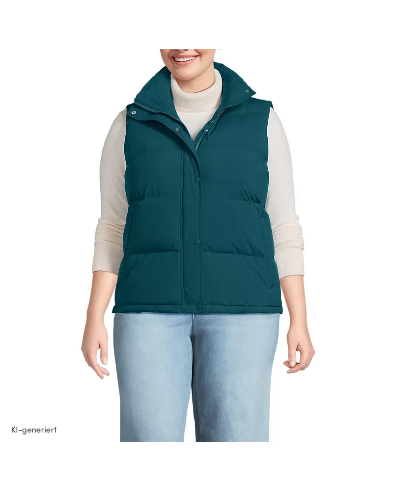 Lands' End Wasserabweisende Daunenweste, Damen, Größe plus, Blau, Nylon, by Blau