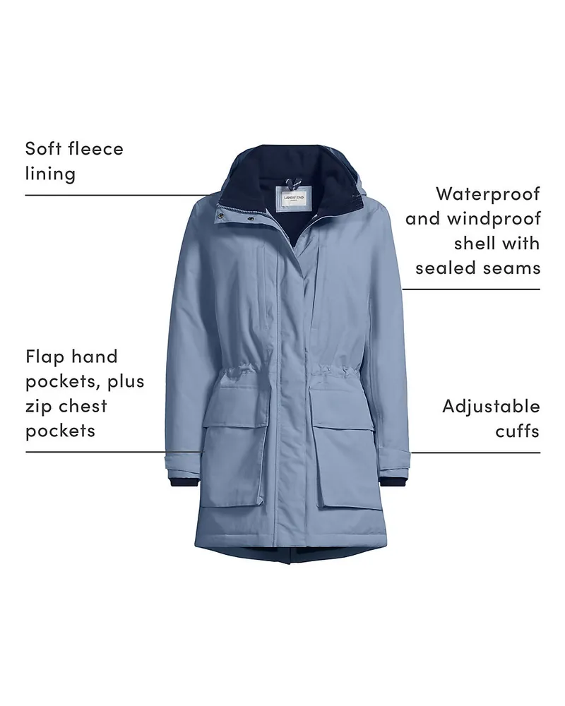 Lands' End Wasserdichter Parka SQUALL, Damen, Größe plus, Blau, Nylon, by Blau