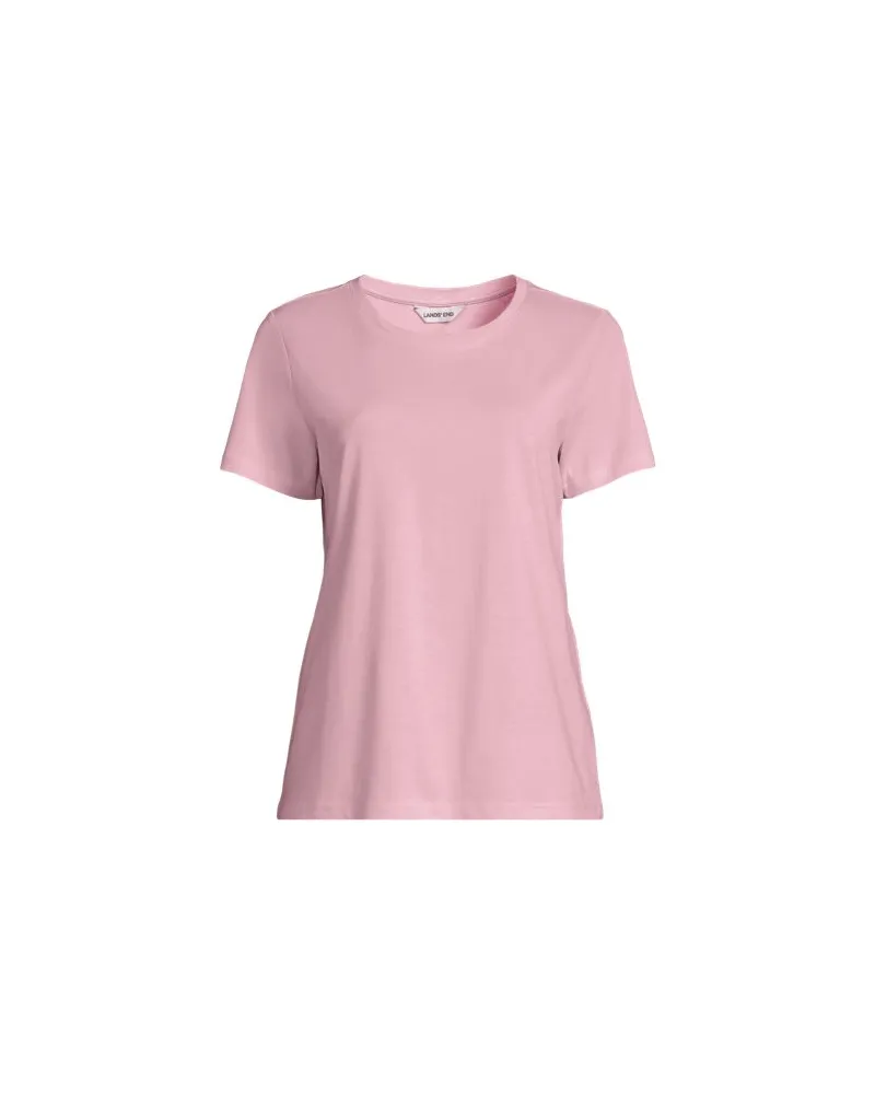 Lands' End Supima T-Shirt mit Rundhalsausschnitt, Damen, Größe:44-46 petite, Pink, Baumwolle, by Pink