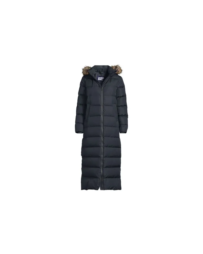 Lands' End Maxi-Daunenmantel mit Kapuze, Damen, Größe regular, Grau, Polyester, by Grau