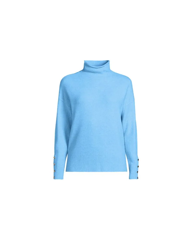 Lands' End Softer Stehkragenpullover mit Ärmelknöpfen, Damen, Größe:32-34 regular, Blau, Polyacryl/Woll-Mischung/Nylon-Mischung, by Blau