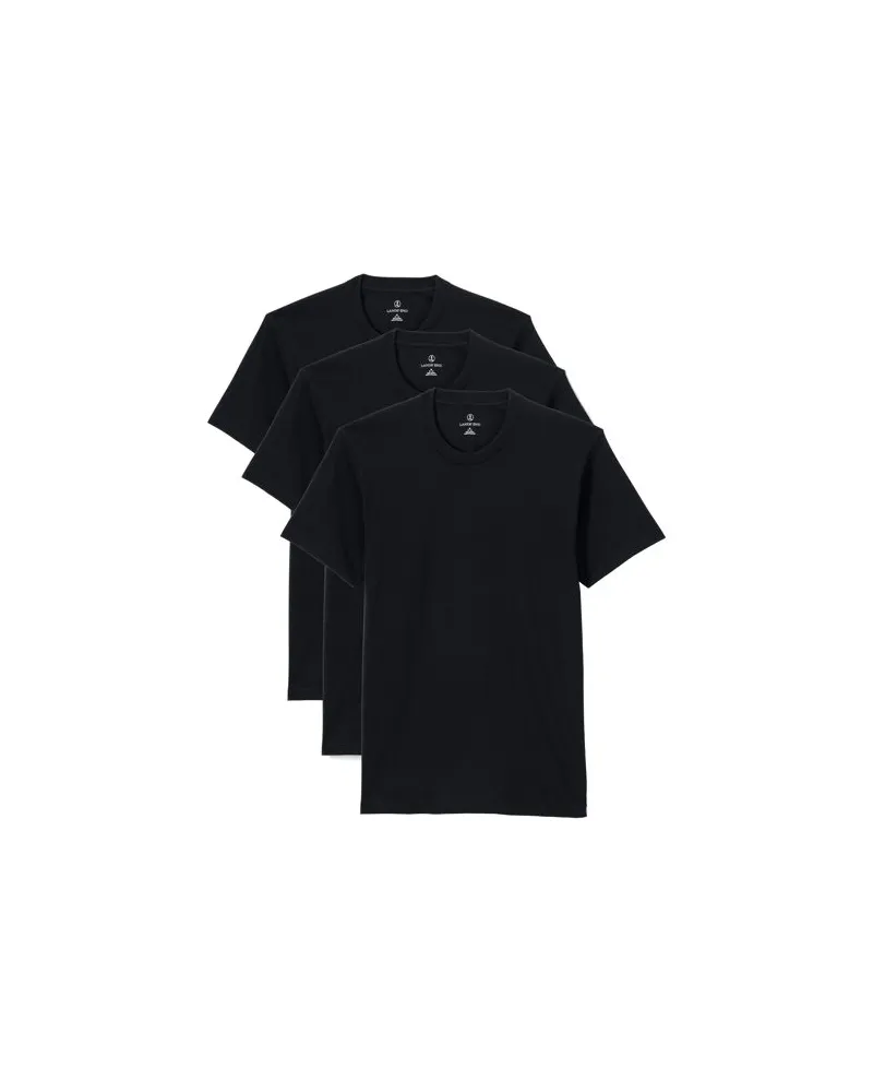 Lands' End Kurzarm-Shirt mit Rundhalsausschnitt (3er-Set), Herren, Größe:44-46 regular, Schwarz, Baumwolle, by Schwarz