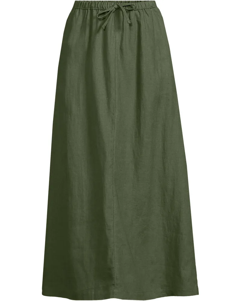 Lands' End Leinen-Midirock, Damen, Größe regular, Grün, Leinen, by Grün