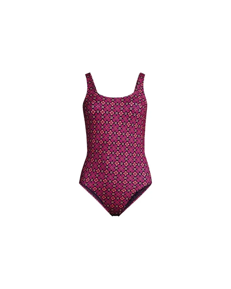 Lands' End Gemusterter Komfort-Badeanzug, hohes Bein, Damen, Größe:34 regular, Lila, Nylon-Mischung, by Lila