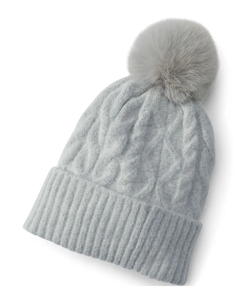 Lands' End CashTouch Bommelmütze, Damen, Größe regular, Grau, Polyester/Polyacryl/Nylon-Mischung, by Grau