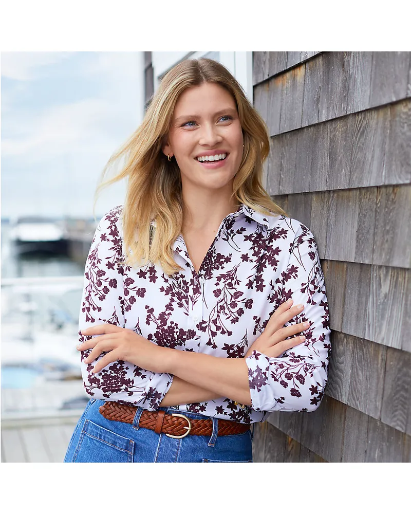 Lands' End Bügelfreie Baumwoll-Bluse, Damen, Größe:34 regular, Weiß, Baumwolle, by Weiß