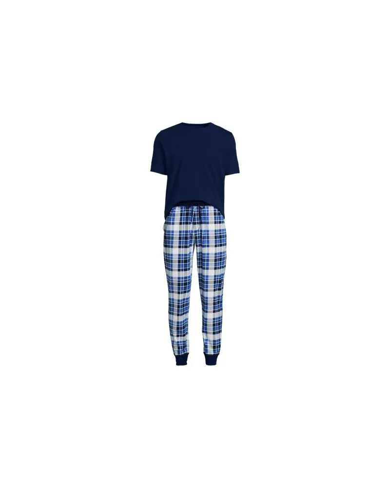Lands' End Pyjama-Set aus Baumwoll-Jersey, Herren, Größe:48-50 regular, Blau, Baumwoll-Mischung, by Blau