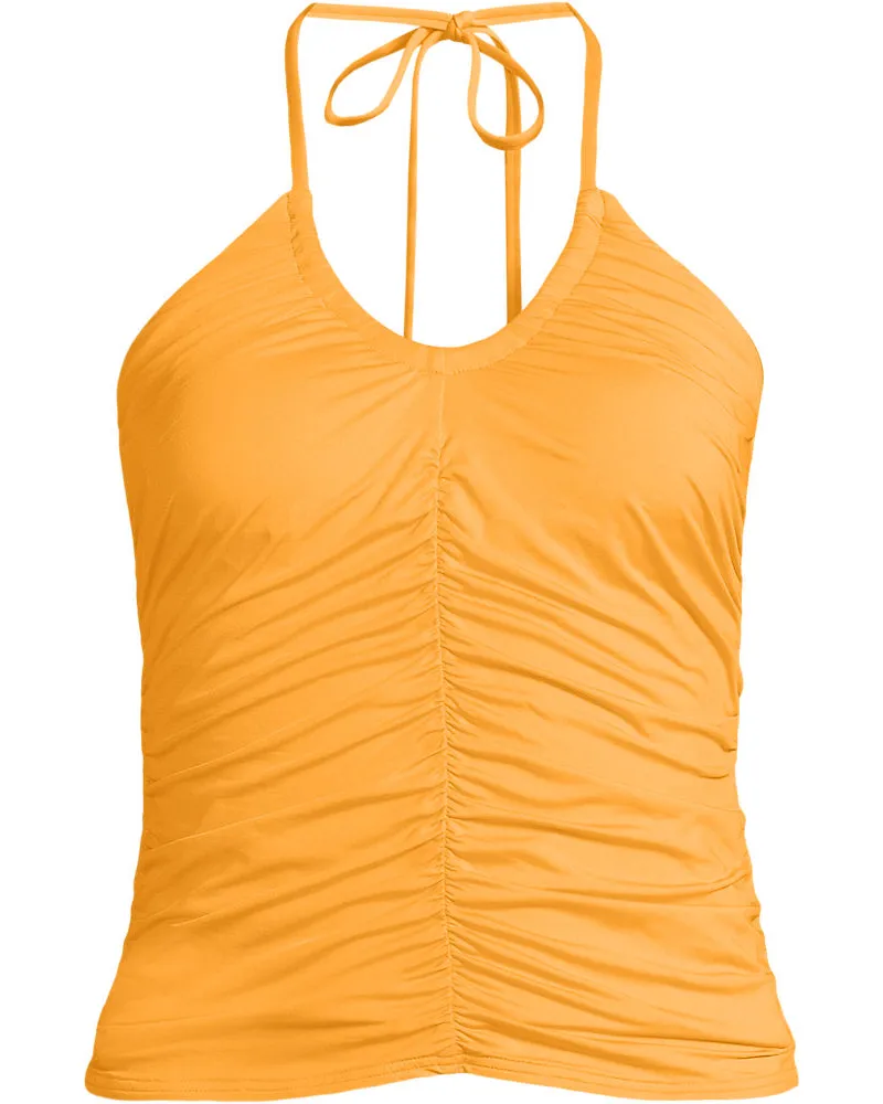Lands' End Wandelbares Neckholder-Tankinitop mit Raffungen, Damen, Größe regular, Orange, Elasthan/Nylon, by Orange