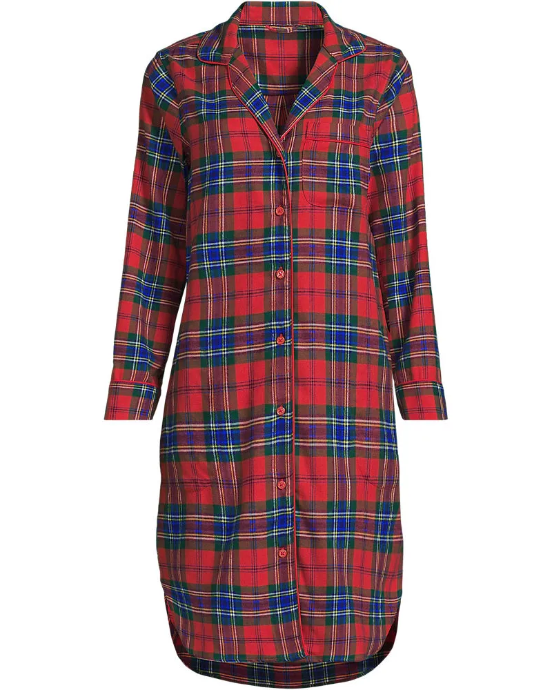 Lands' End Flanell-Nachthemd aus reiner Baumwolle, Damen, Größe plus, Rot, Baumwolle, by Rot