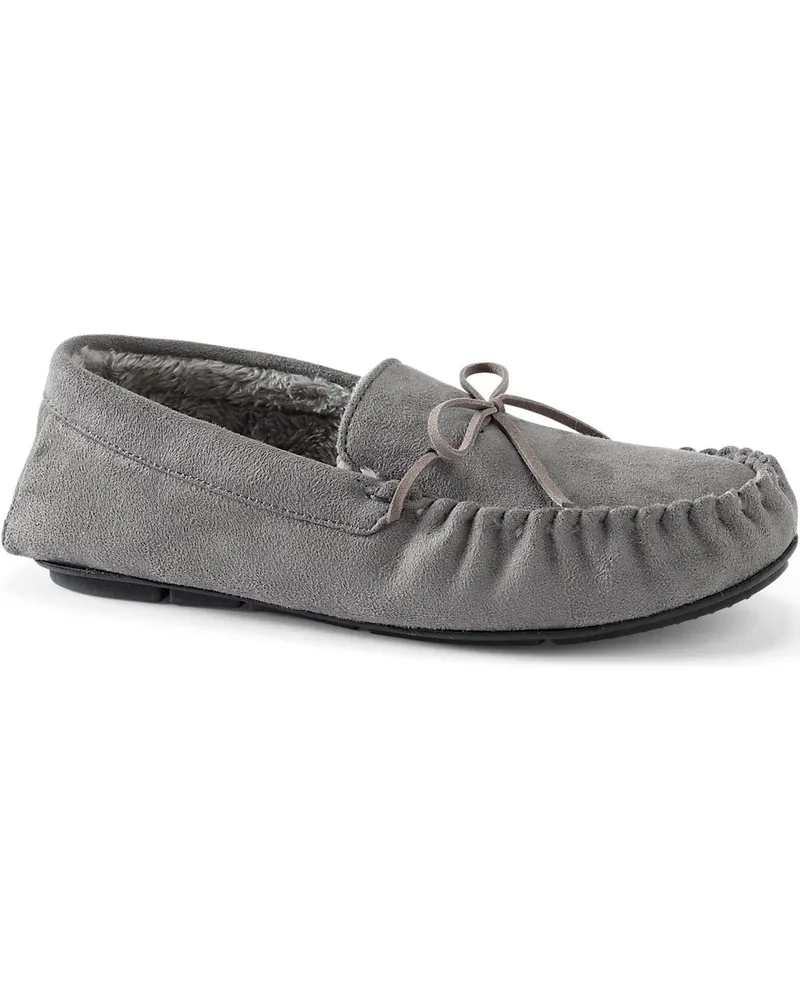 Lands' End Mokassins in Veloursleder-Optik, Herren, Größe regular, Grau, Polyester, by Grau