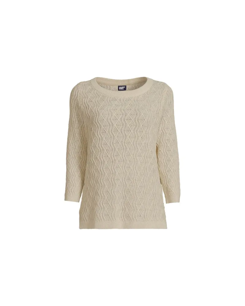 Lands' End Pullover aus Leinenmix, Damen, Größe:32-34 regular, Weiß, Baumwolle/Leinen/Baumwoll-Mischung, by Weiß