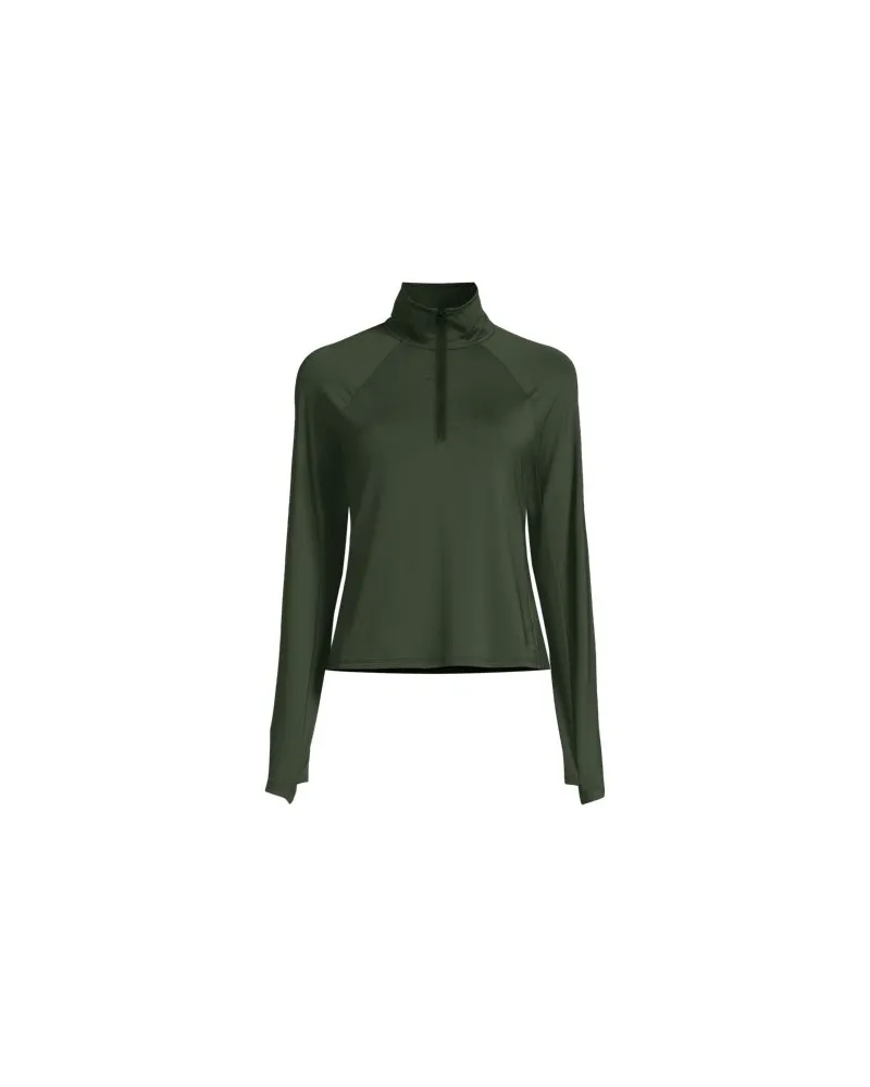 Lands' End Langarm-Badeshirt mit Reißverschluss, Damen, Größe regular, Grün, Elasthan/Nylon-Mischung, by Grün