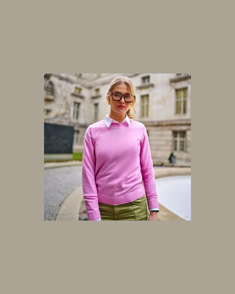 Lands' End Merino-Pullover, Damen, Größe regular, Pink, Wolle, by Pink