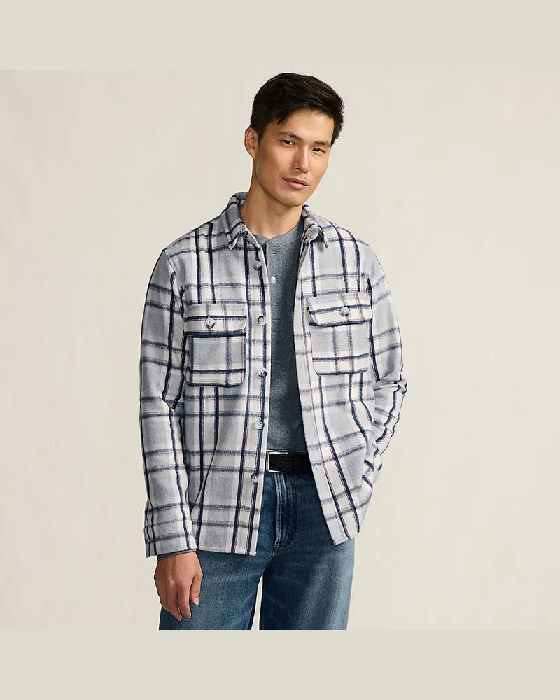 Lands' End Karierte Hemdjacke, Herren, Größe regular, Blau, by Blau