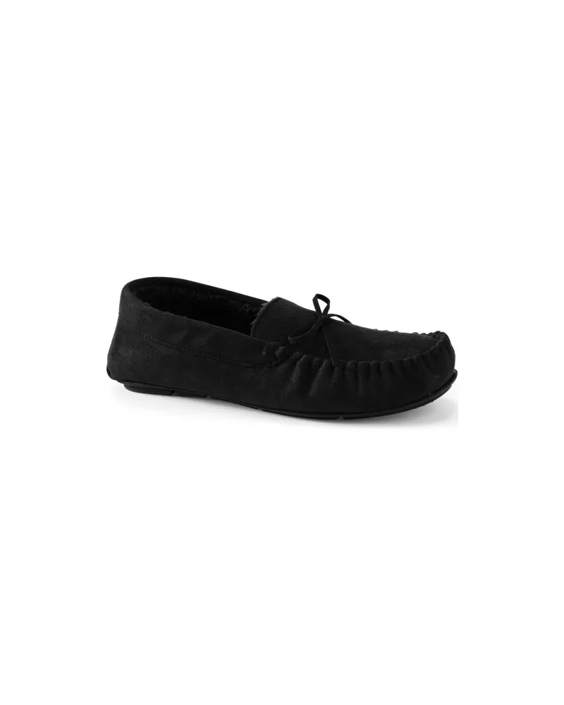 Lands' End Mokassins in Veloursleder-Optik, Herren, Größe regular, Schwarz, Polyester, by Schwarz