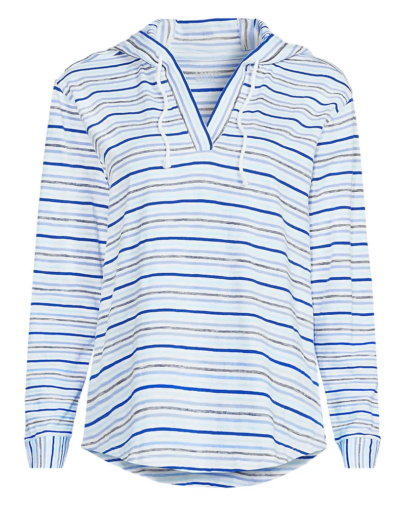 Lands' End Flammgarn-Kapuzenshirt, Damen, Größe regular, Blau, Baumwolle, by Blau