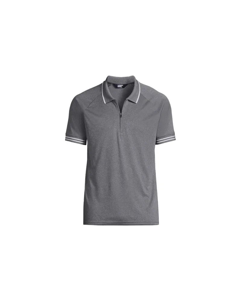 Lands' End Piqué-Poloshirt mit Reißverschluss, Herren, Größe:48-50 regular, Grau, Polyester, by Grau