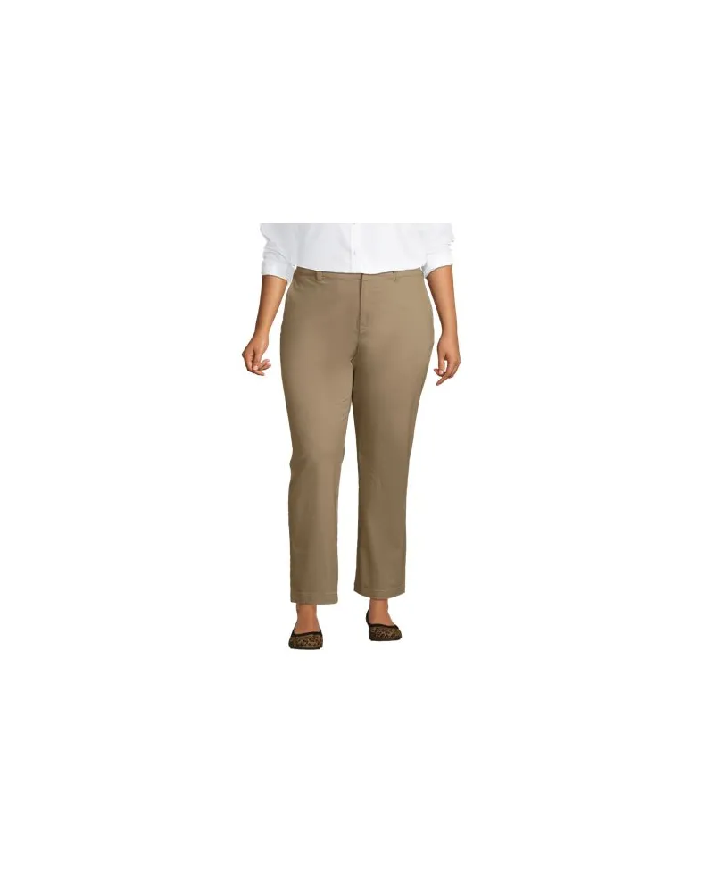 Lands' End 7/8-Chinos mit geradem Bein Mid Waist, Damen, Größe plus, Braun, by Braun