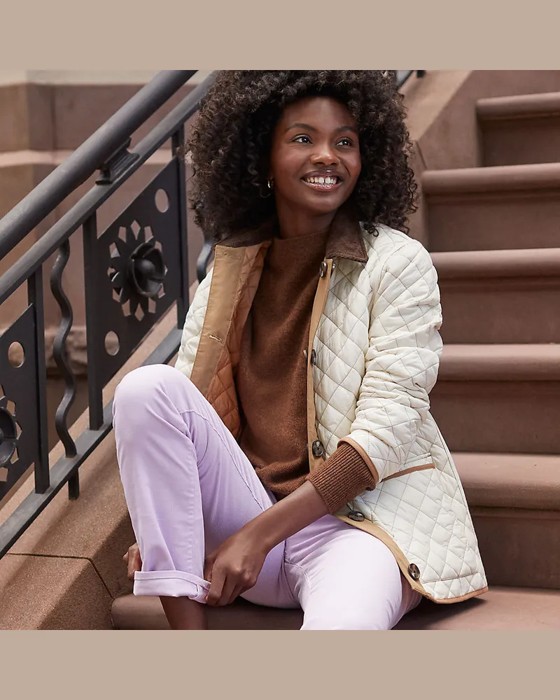 Lands' End Wende-Steppjacke, Damen, Größe regular, Beige, Nylon, by Beige