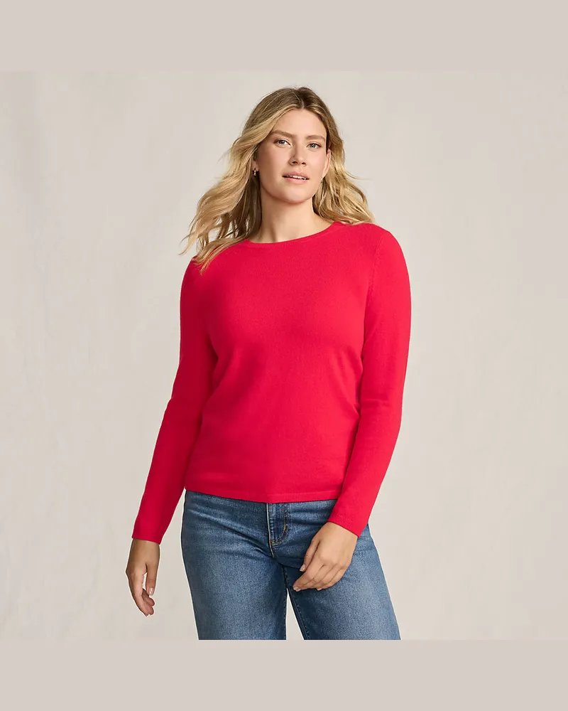 Lands' End Kaschmir-Pullover mit rundem Ausschnitt, Damen, Größe petite, Rot, Kaschmir, by Rot