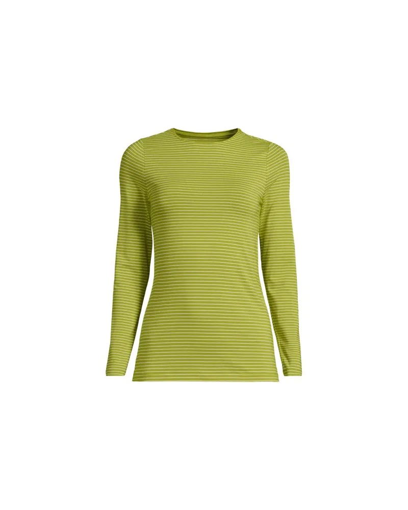 Lands' End Shirt aus Baumwolle/Modal-Mix mit Rundausschnitt, Damen, Größe plus, Grün, Elasthan/Baumwolle Modal, by Grün