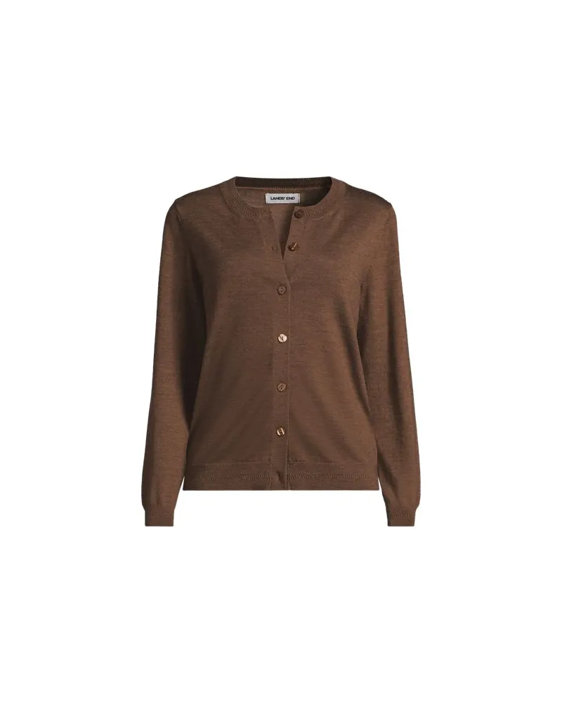 Lands' End Merino-Cardigan, Damen, Größe petite, Braun, Wolle, by Braun