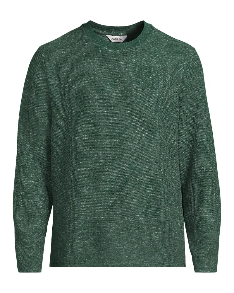 Lands' End Struktur-Shirt mit Leinen, Herren, Größe regular, Grün, Leinen/Polyester/Polyester-Mischung, by Grün