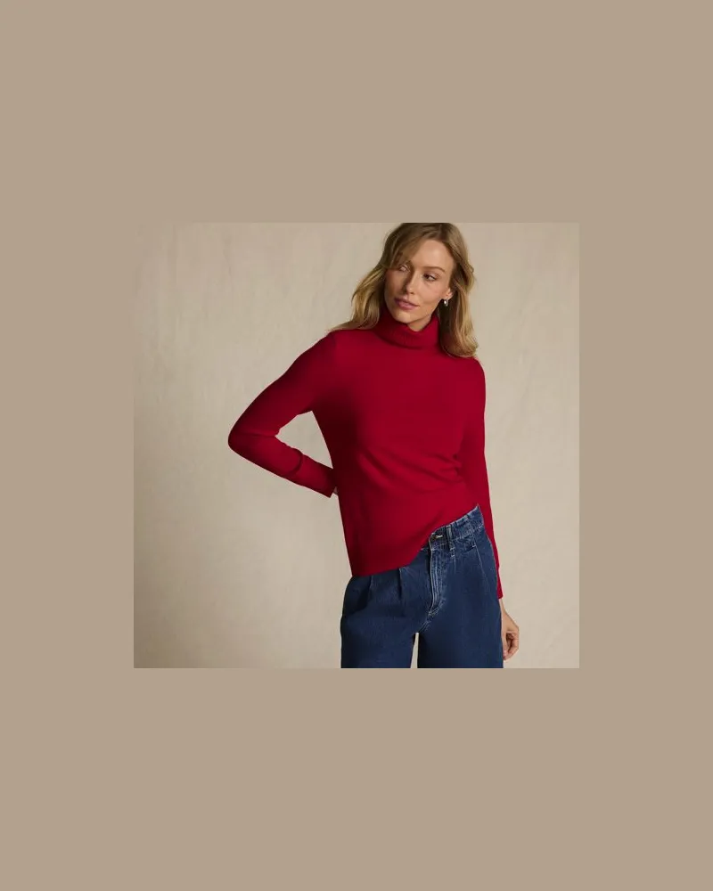 Lands' End Rollkragen-Pullover aus Kaschmir, Damen, Größe:40-42 petite, Rot, Kaschmir, by Rot